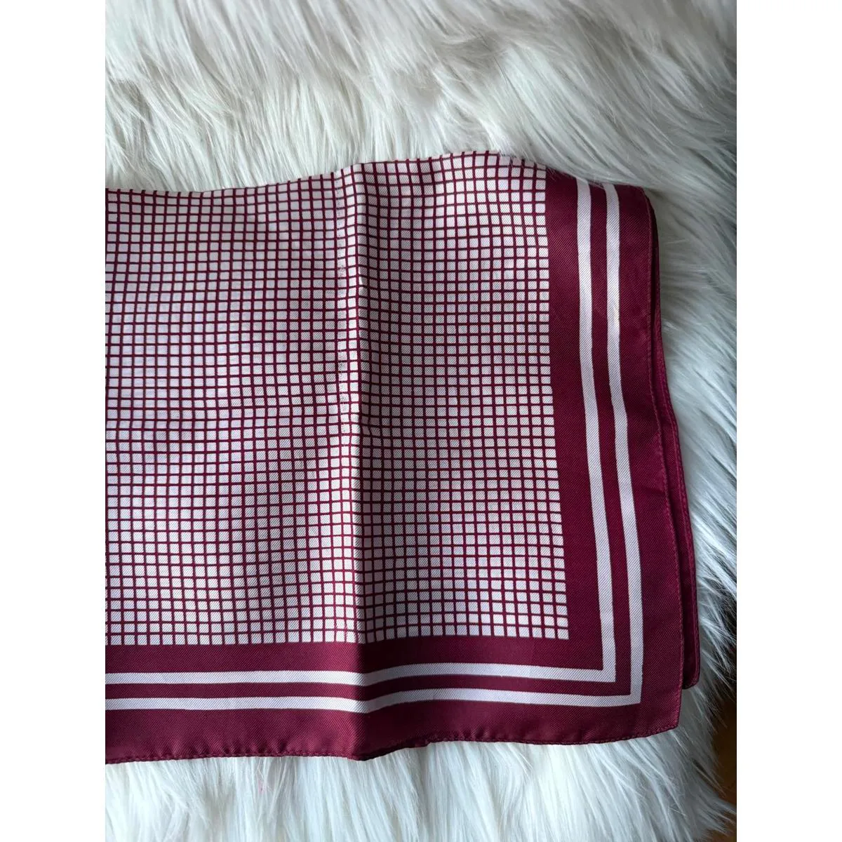 Ray Strauss Unltd Burgundy and White Checkered Polyester Scarf Red - Image 2
