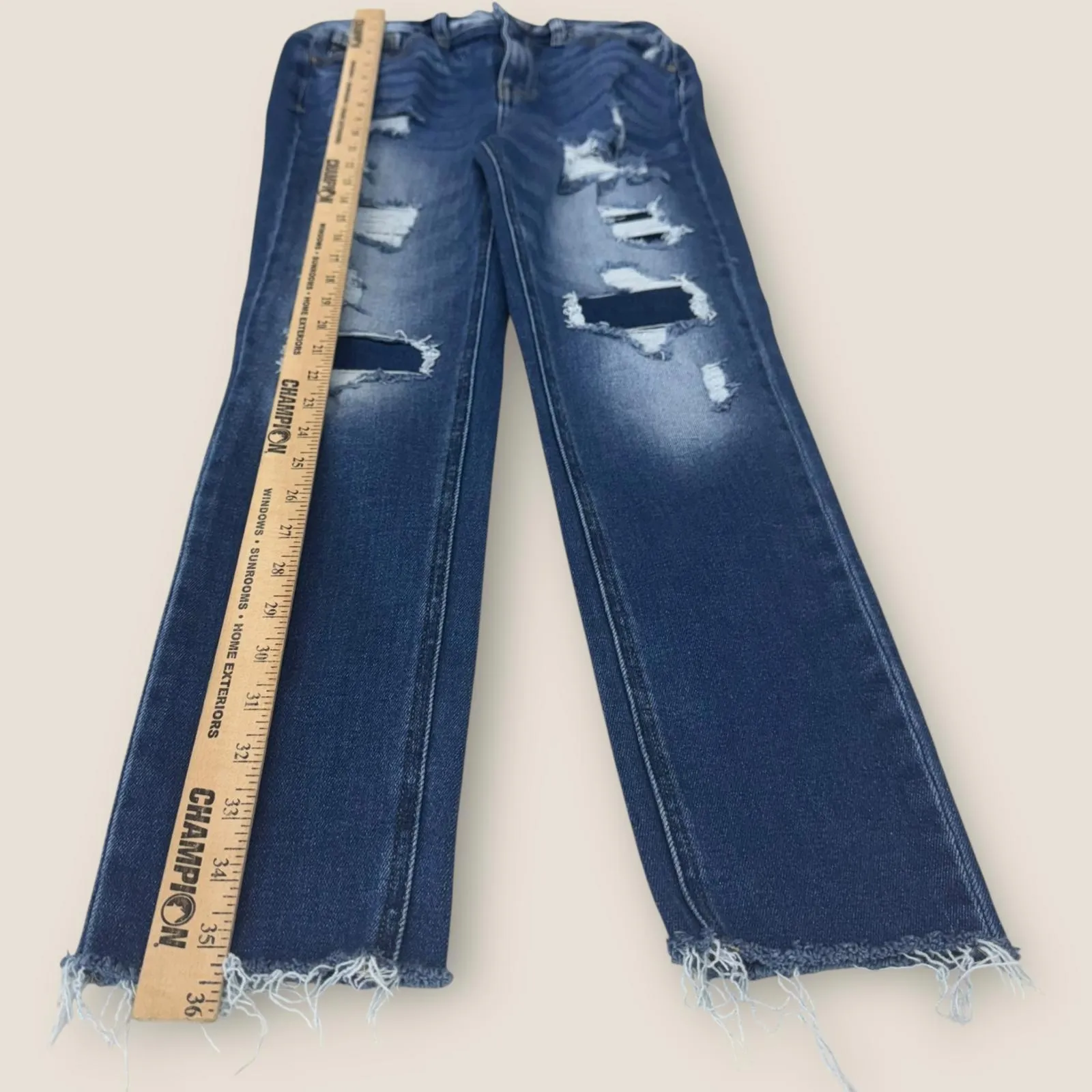 KanCan Women's 7 27 Distressed Skinny Jeans Dark Wash Blue - Image 3