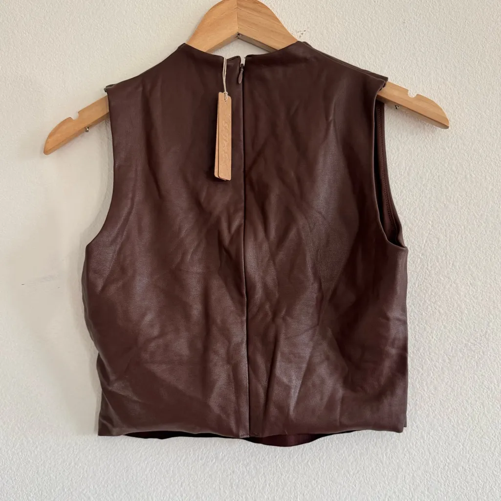 Skims Essentials Faux Leather Tank Top size Large - Image 2