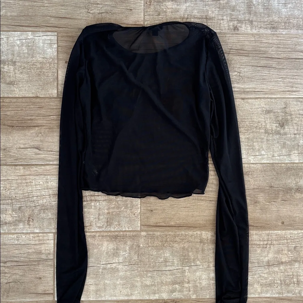 Widow Black Sheer Long Sleeve Top Size M - Image 3