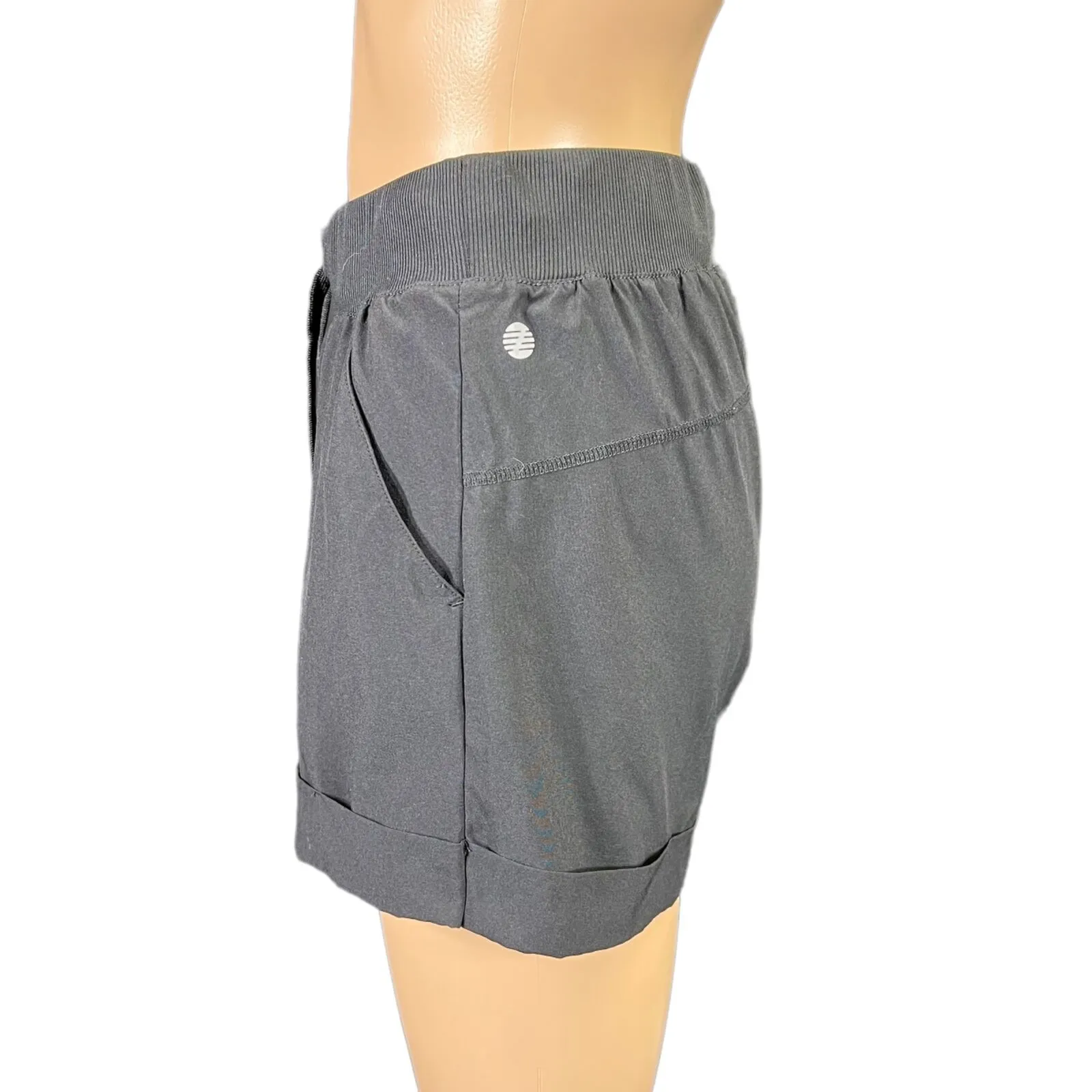 Zella Womens Athletic Shorts Casual Elastic Waist Cuffed Relaxed Fit Black Small - Image 5