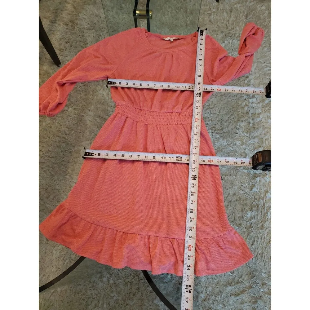 Collective Concepts Women's Pink Round Neck Long Sleeve Knee Length Dress Medium - Image 7