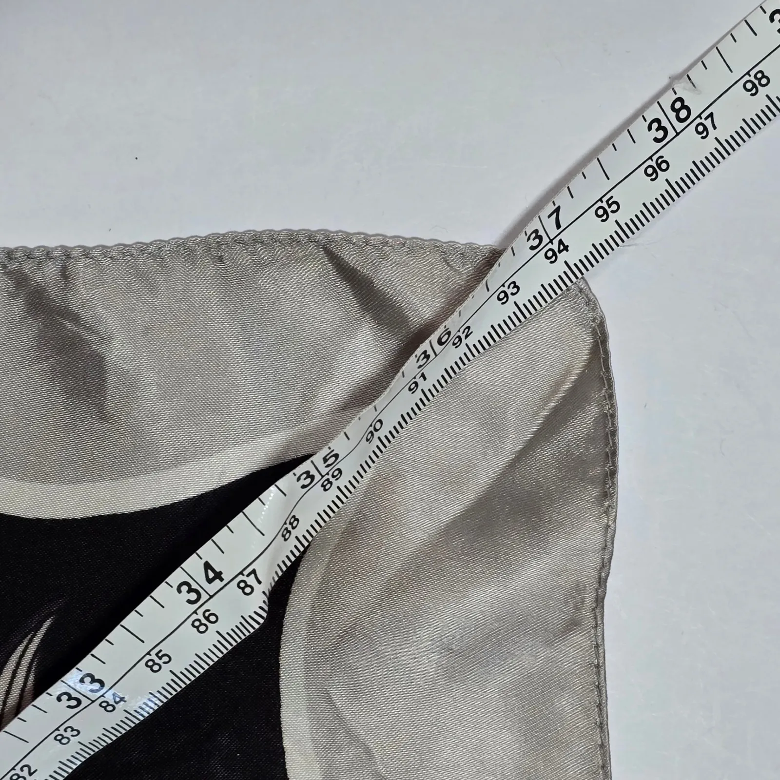 Vintage Satin Floral Scarf Black Blue Square Neck Head Bandana Kerchief Silver - Image 6