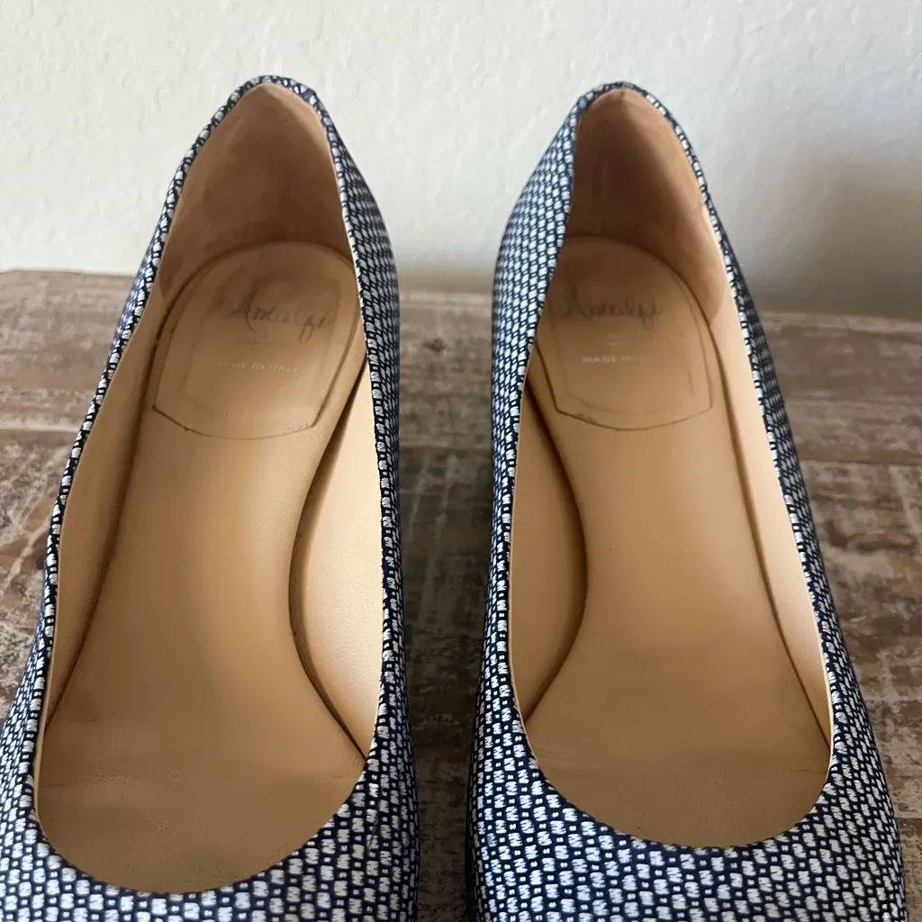 AMALFI Remole Blue and White Toffes/Notte Cashmere Heels Size 9.5 - Image 10