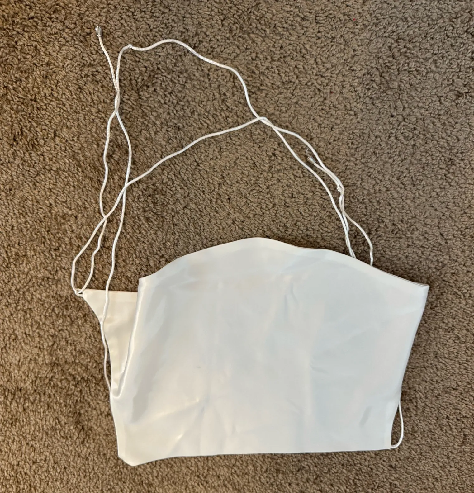 White Fox White Satin Backless Top - Image 2