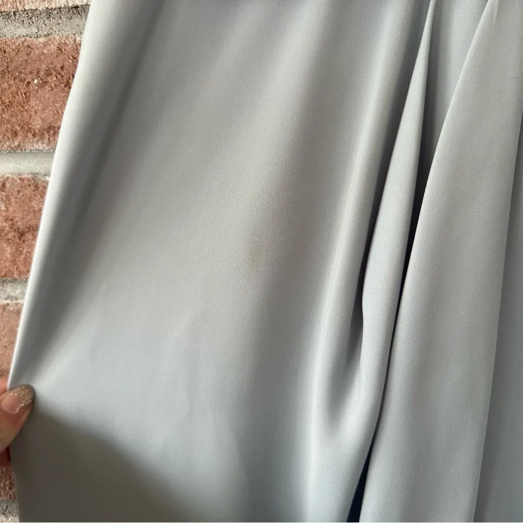 Shona Joy Halter Midi Cocktail Dress Knot Front Draped Womens 8 Blue Gray Formal - Image 6