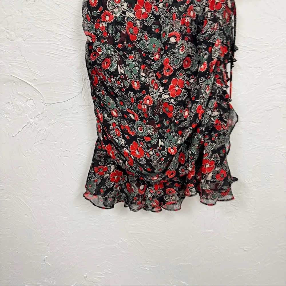 Veronica Beard Ruffled One Shoulder Mini Dress Womens 4 Ballard Blue Red Floral - Image 11