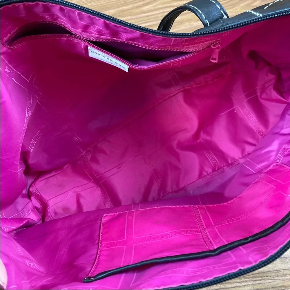 Marco Buggiani Black Leather Stitched Tote Made in Italy NWOT - Image 7