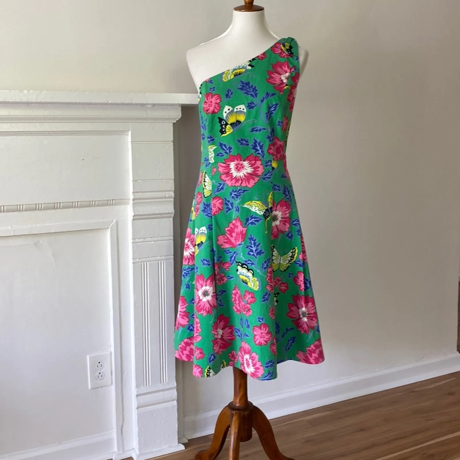 Talbots Dress 12 Retro One Shoulder Cocktail Dress Butterfly elegant occasion - Image 8