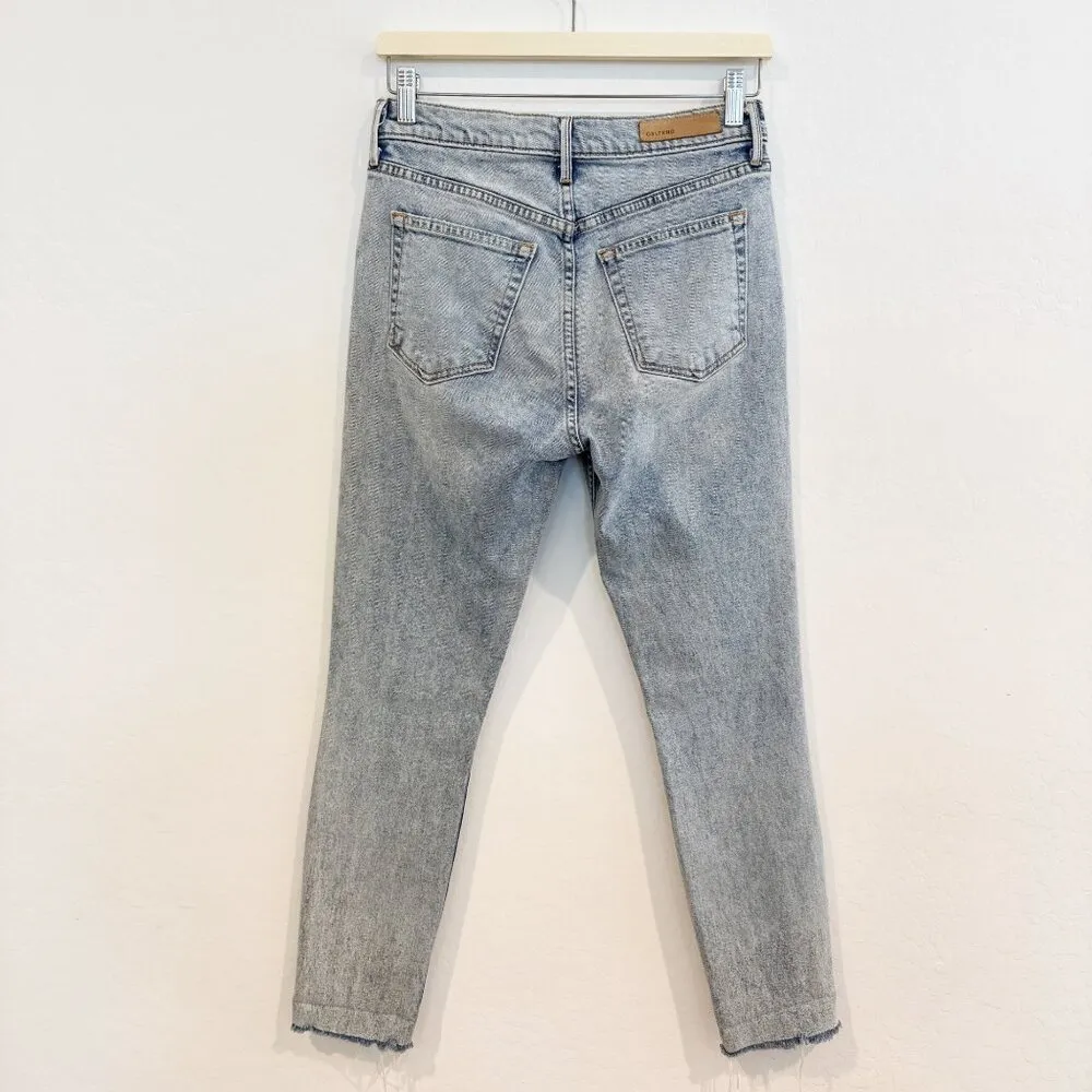 GRLFRND Karolina High Rise Light Wash Raw Hem Blue Jeans Close Call Size 26 - Image 12