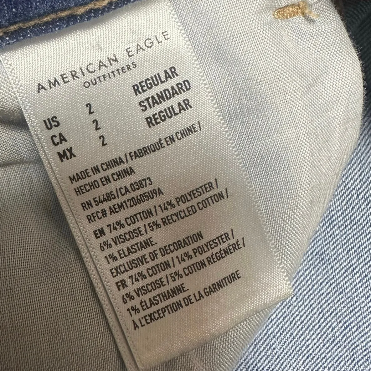 American Eagle Outfitters Mom Straight Jean Stretch Plaid Print - Image 5