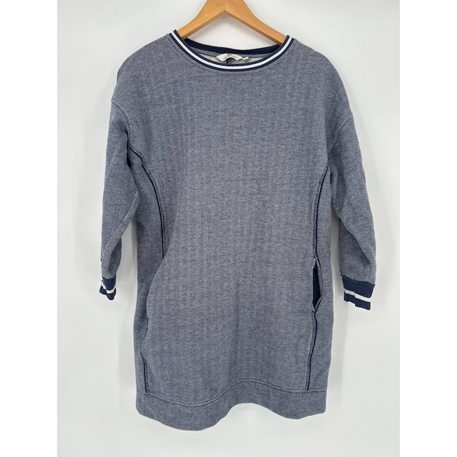Vineyard Vines Dress XL Blue Varsity Sweatshirt Mini Preppy Coastal Pockets - Image 2