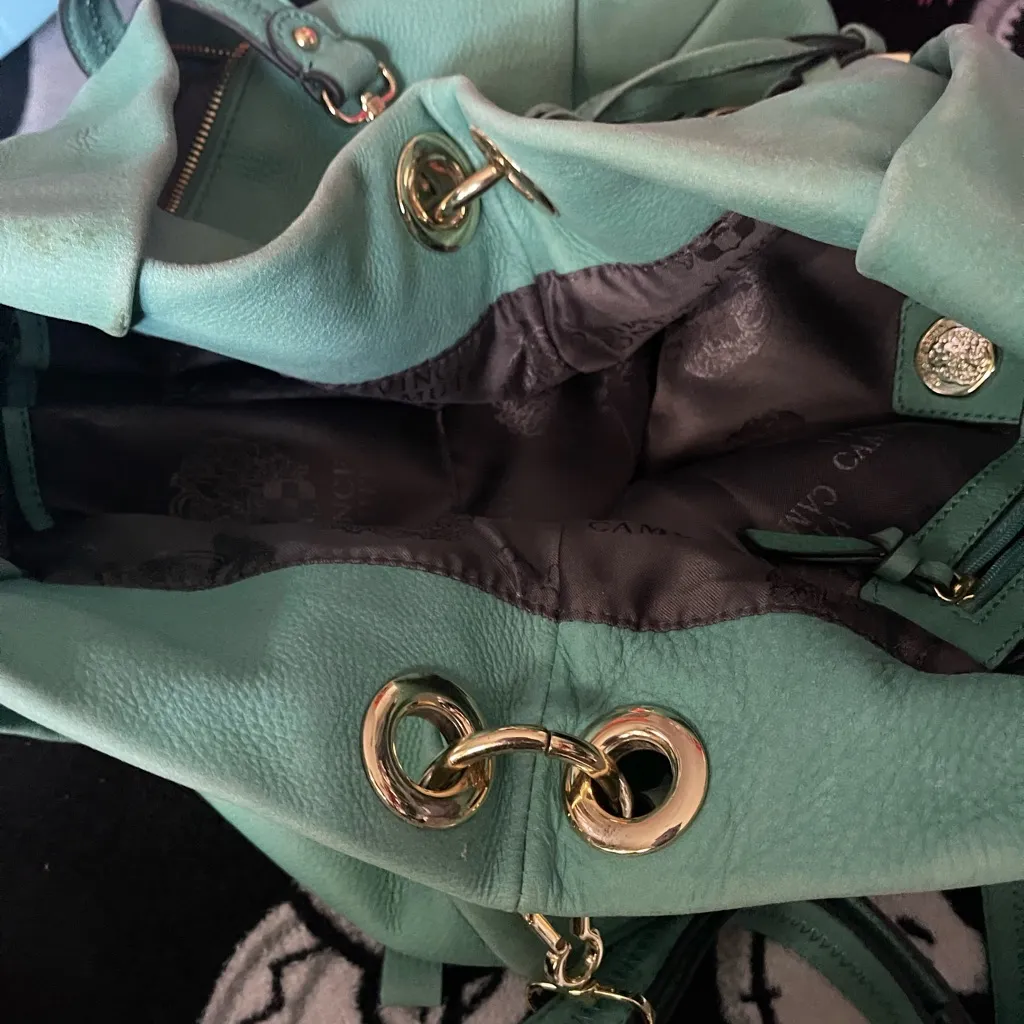 Vince Camuto Cristina Pleated Leather Hobo Bag Teal green  Large - Image 6