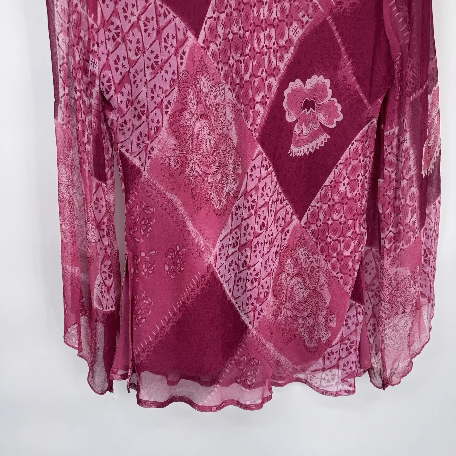 Vintage New York City Design Co Silk Sheer Top Womens Large Pink Coquette Fairy - Image 10