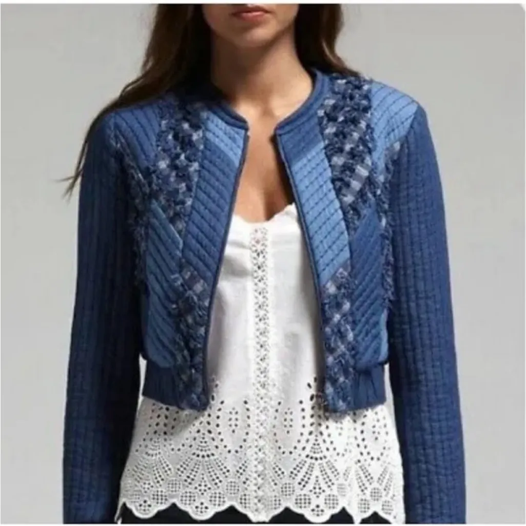 Rebecca Taylor Navy Quilted Blazer - Image 2