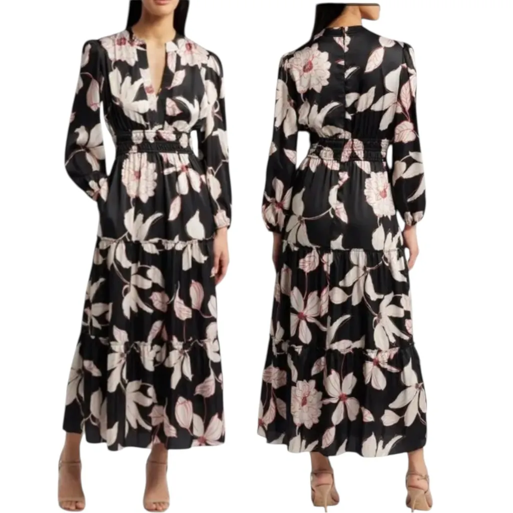 NWT Julia Jordan Floral Midi Dress In Black/Ivory Size 6 - Image 2