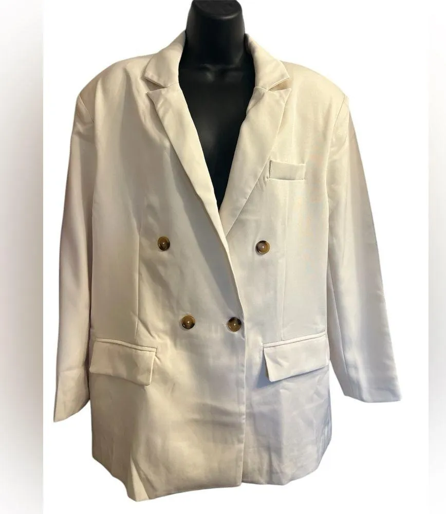 Steve Madden Women's White Double-Breasted Blazer Sz M NWT - Image 4