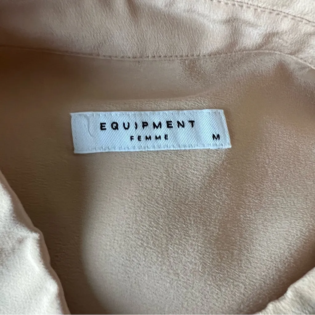 Equipment Femme Long Sleeve Silk Crepe Button Down Shirt In Smoke Rose - Image 9