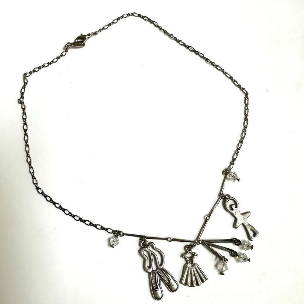 Silver tone ballerina charm necklace - Image 8