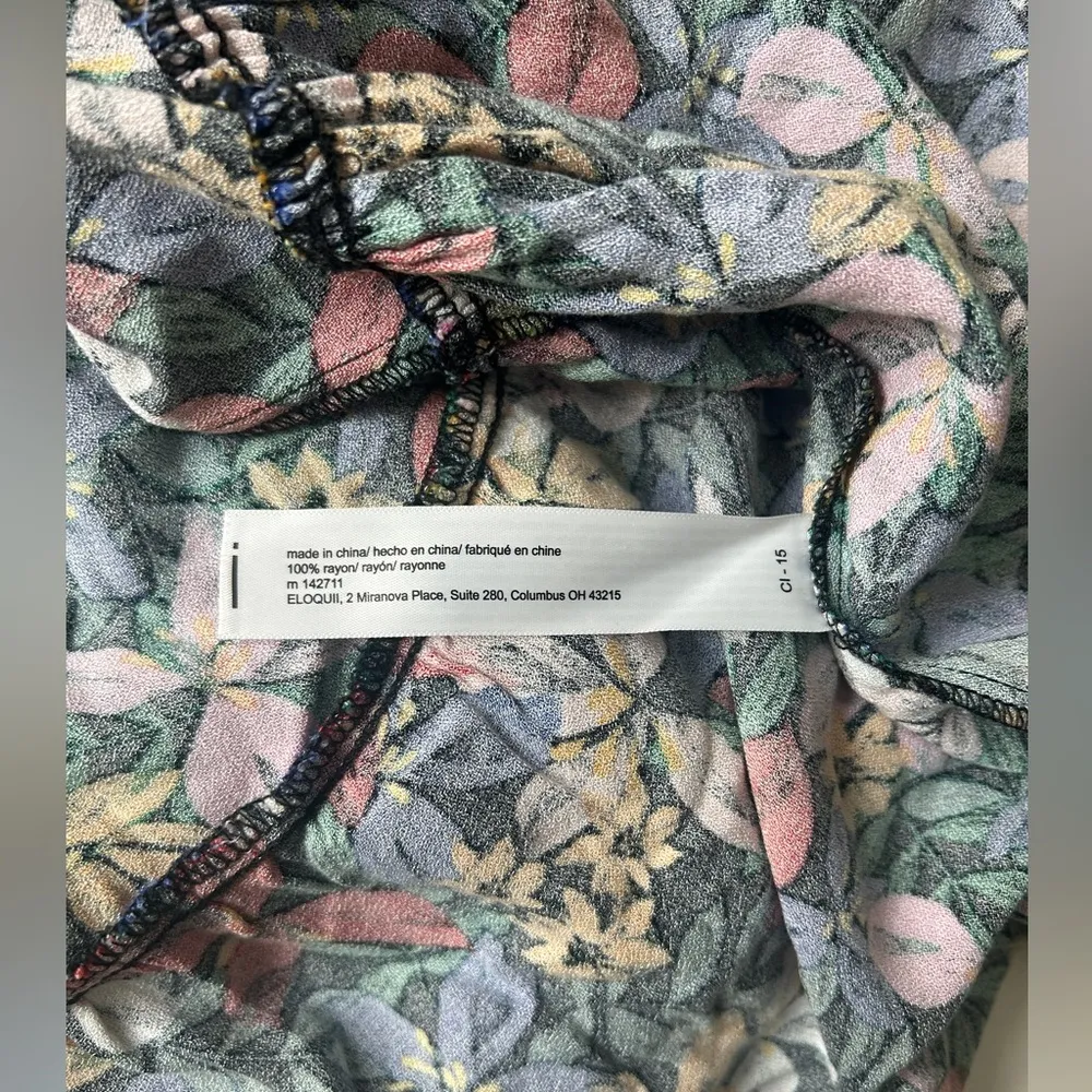 Eloquii Women’s Floral Puff Sleeve Keyhole Swing Dress - Image 3