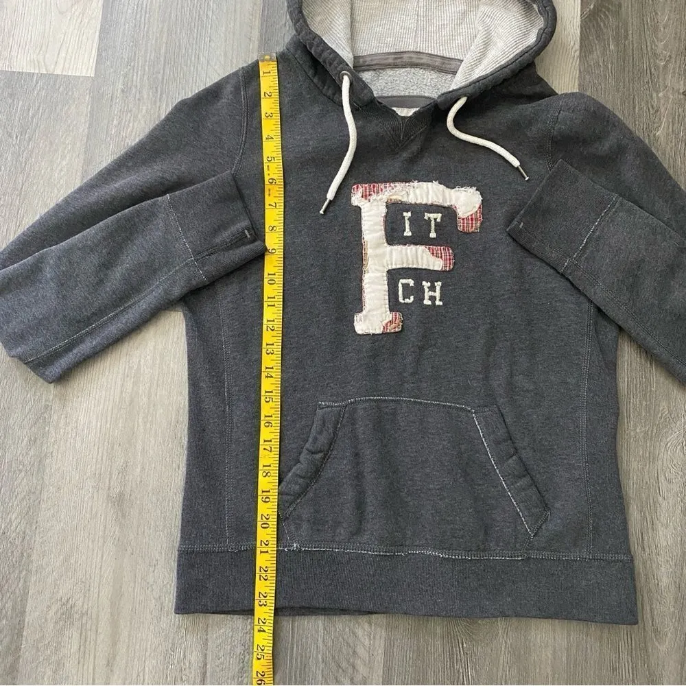 Abercrombie & Fitch Hoodie Gray Red Plaid Cream Large Retro - Image 8