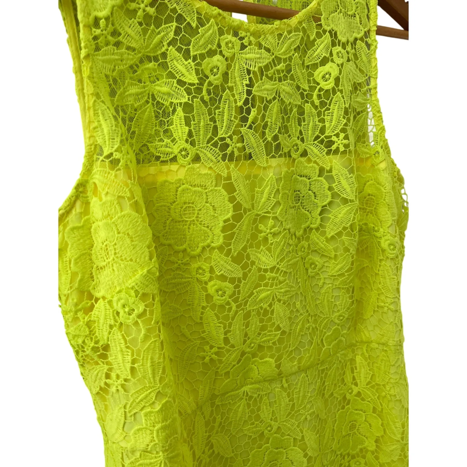 J Crew Collection Neon Yellow Full Lace Cocktail‎ Shift Dress Size 6 - Image 12