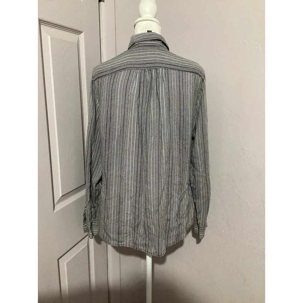 Foxcroft Womens Herringbone Pattern Long Sleeve Button Up Blouse Wrinkle Free - Image 5