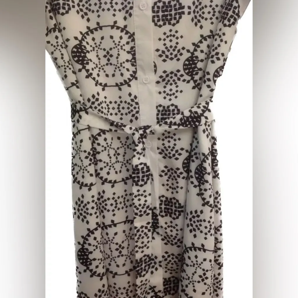 White and Black Patterned Women's Dress - Image 4