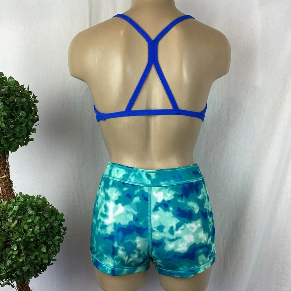 Speedo Endurance Lite Green & Blue Print 2 Piece Shorts & Bikini Top Set NEW S/M - Image 3