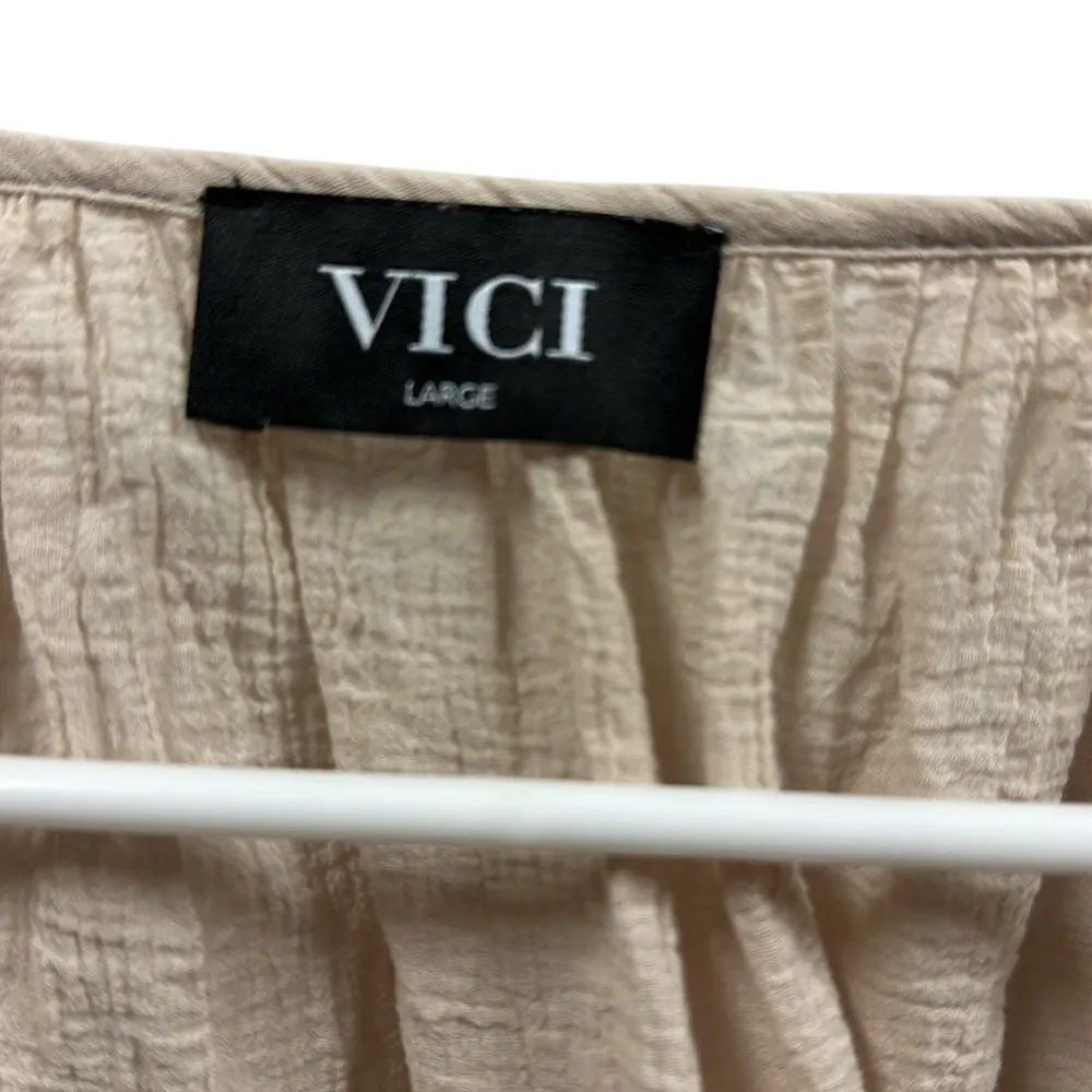 Vici Cotton Bohemian Embroidered V Neck 3 Quarter Sleeve Blouse Top Womens Large - Image 7