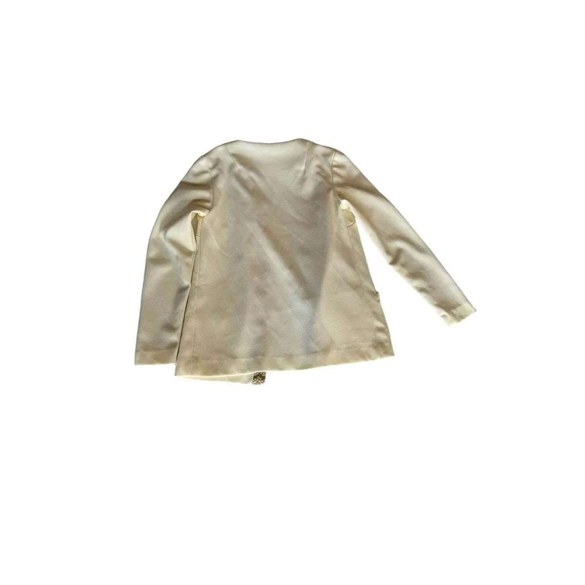 Vintage Formal Floor Length Montgomery Ward Dress Gold toned Trim Pockets Jacket - Image 4