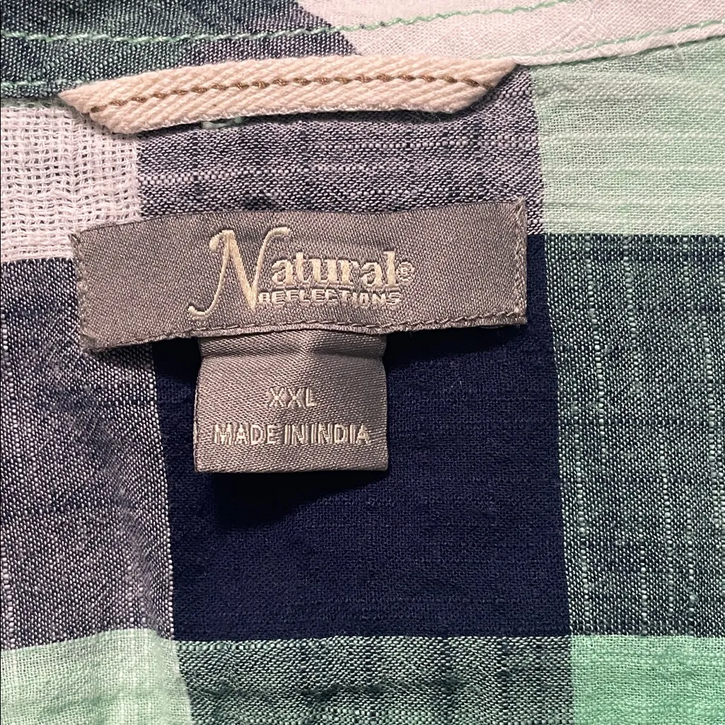 Natural Reflections Green and Blue Plaid Blouse - Image 2