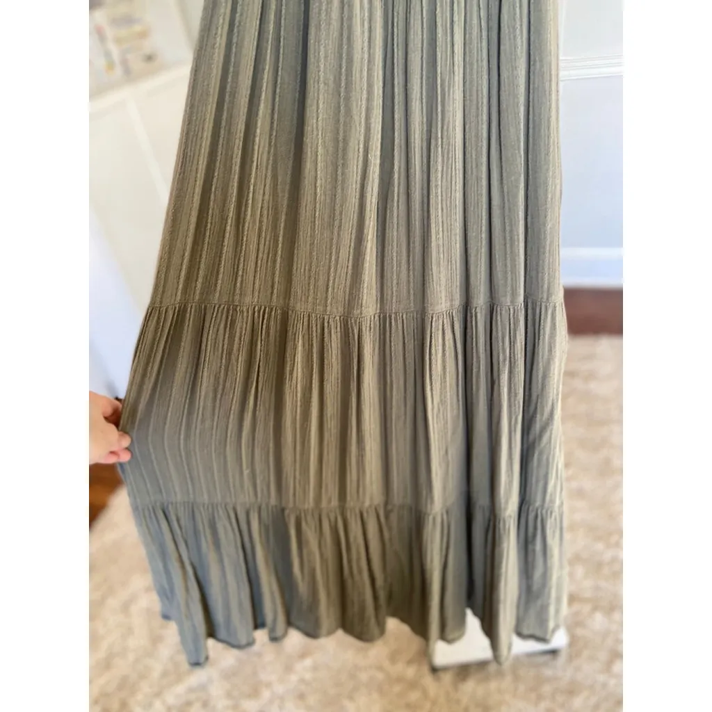 American Eagle Sage Maxi Dress Cottagecore Romantic Tiered Parisian Quiet Luxury - Image 4