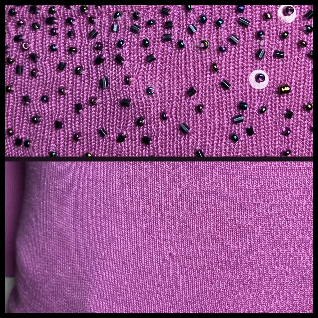 Vintage Y2K 100% Silk Pastel Purple Beaded Sequin Sweater. S/M. Fairy Whimsical Size M - Image 14