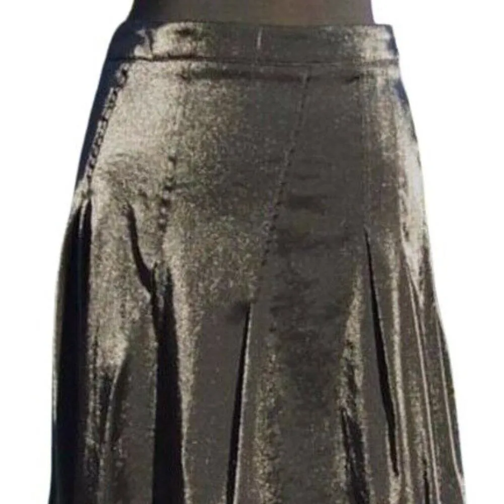 Cache Black Luxe Pleated Metallic Sheen Skirt New Event Stretch New NWT $168 - Image 4