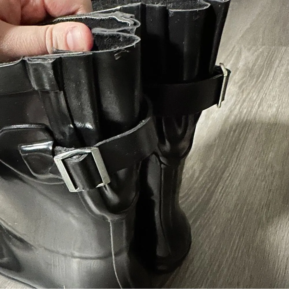 A New Day Women's Boots‎ Vicki Mid Calf Rubber Black Rain Boots Size 10 - Image 6