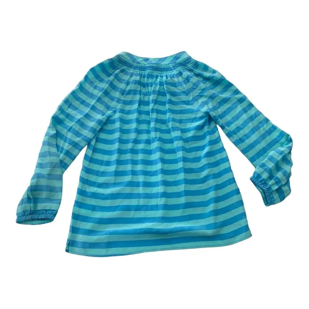 Lilly Pulitzer womens xs silk elsa top stripe blue coastal prep cute - Image 3