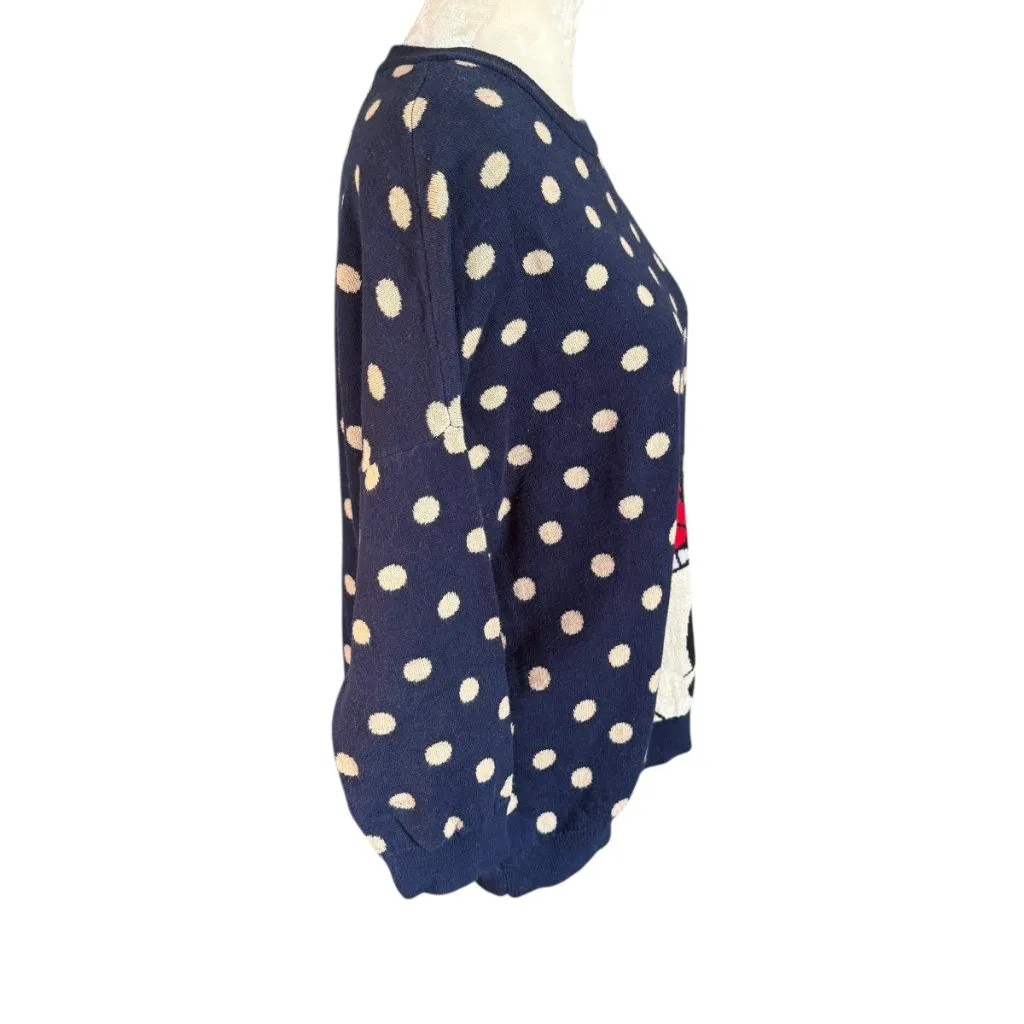 Disney x Cath Kidston blue and tan polka dot Minnie Mouse 3/4 sleeve sweater S - Image 3