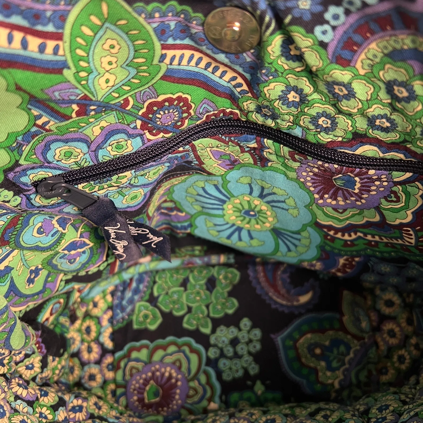 Vera Bradley Rare Rhapsody Paisley Quilted Shoulder Bag Purse Green Blue Purple - Image 9
