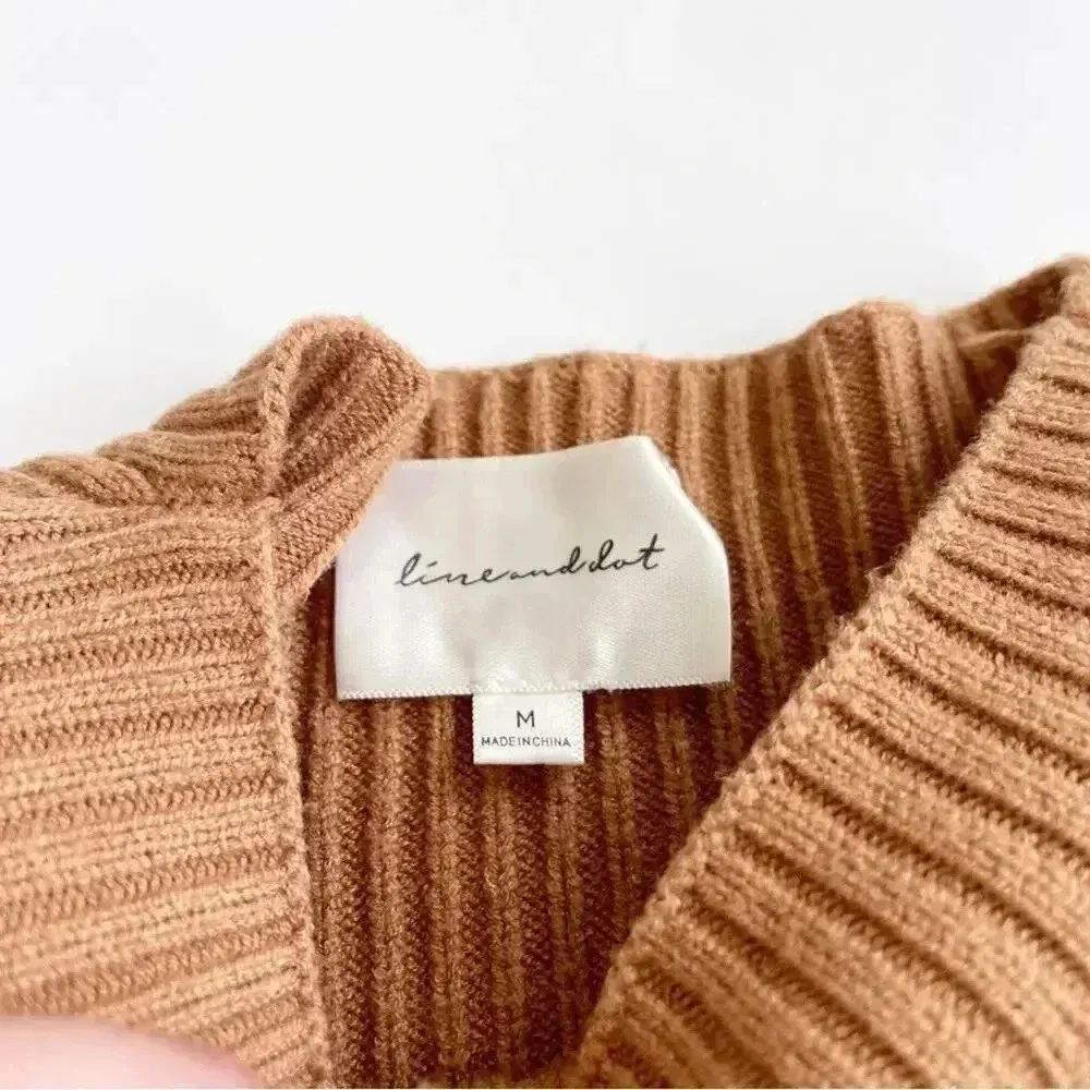 Line & Dot Alder Ribbed Mock Neck Sweater In Camel M EUC - Image 6