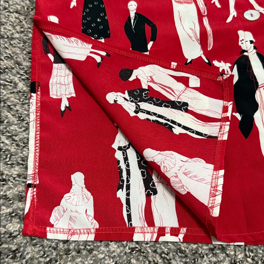 Susan Graver Red and Black Fashion Print Top - Image 5