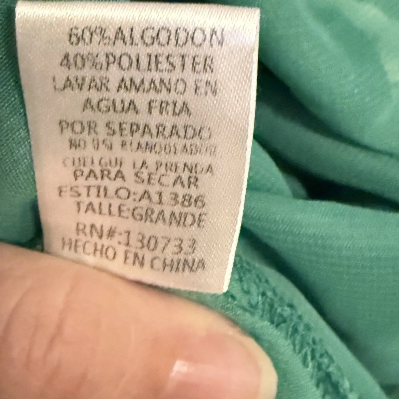 UMGEE Green Gauzy Tunic Top w Flower Crochet Sleeves Fringe Hem Cottagecore Lg - Image 8