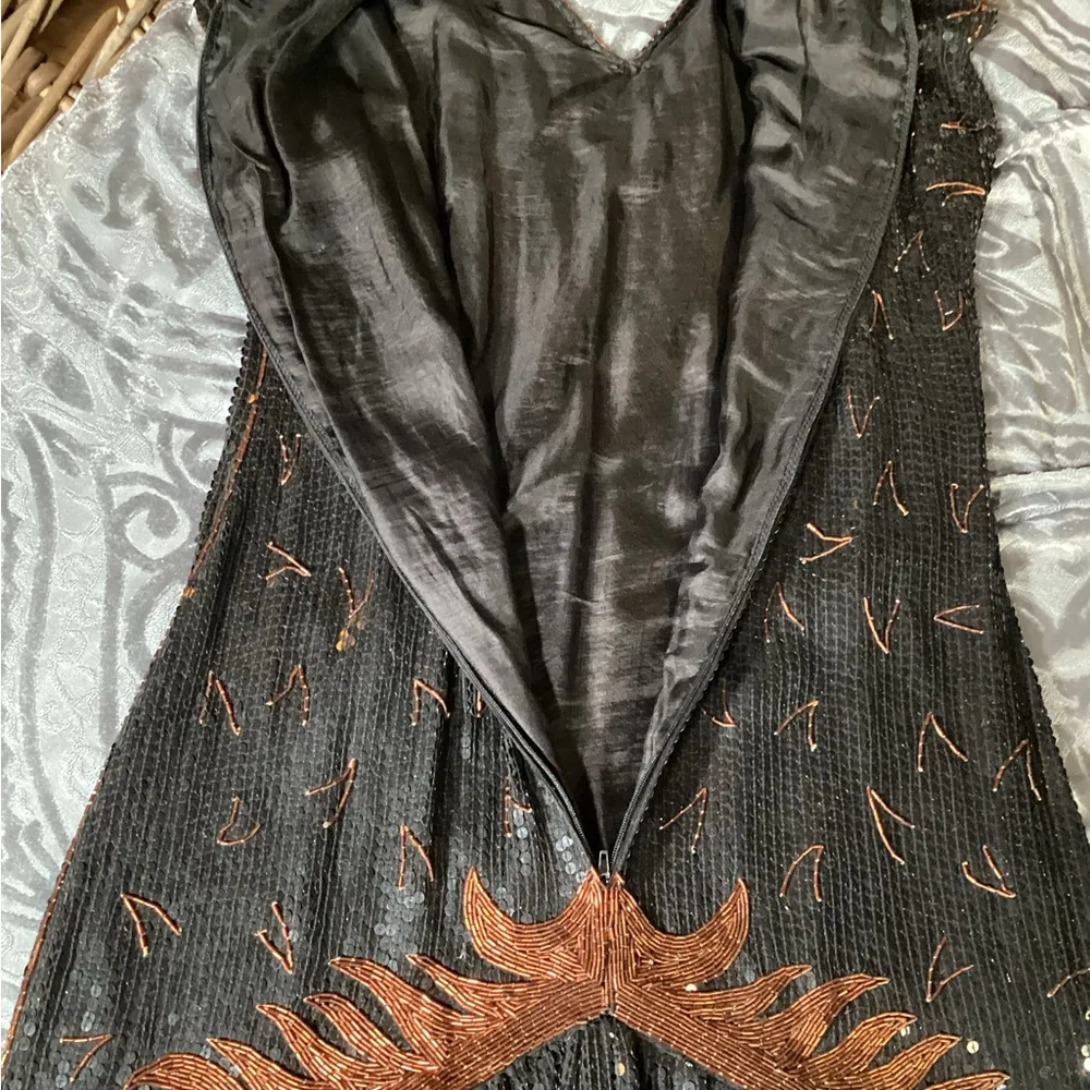 Black & Bronze Sequin Embellished Flutter Sleeve Midi Dress - Image 15