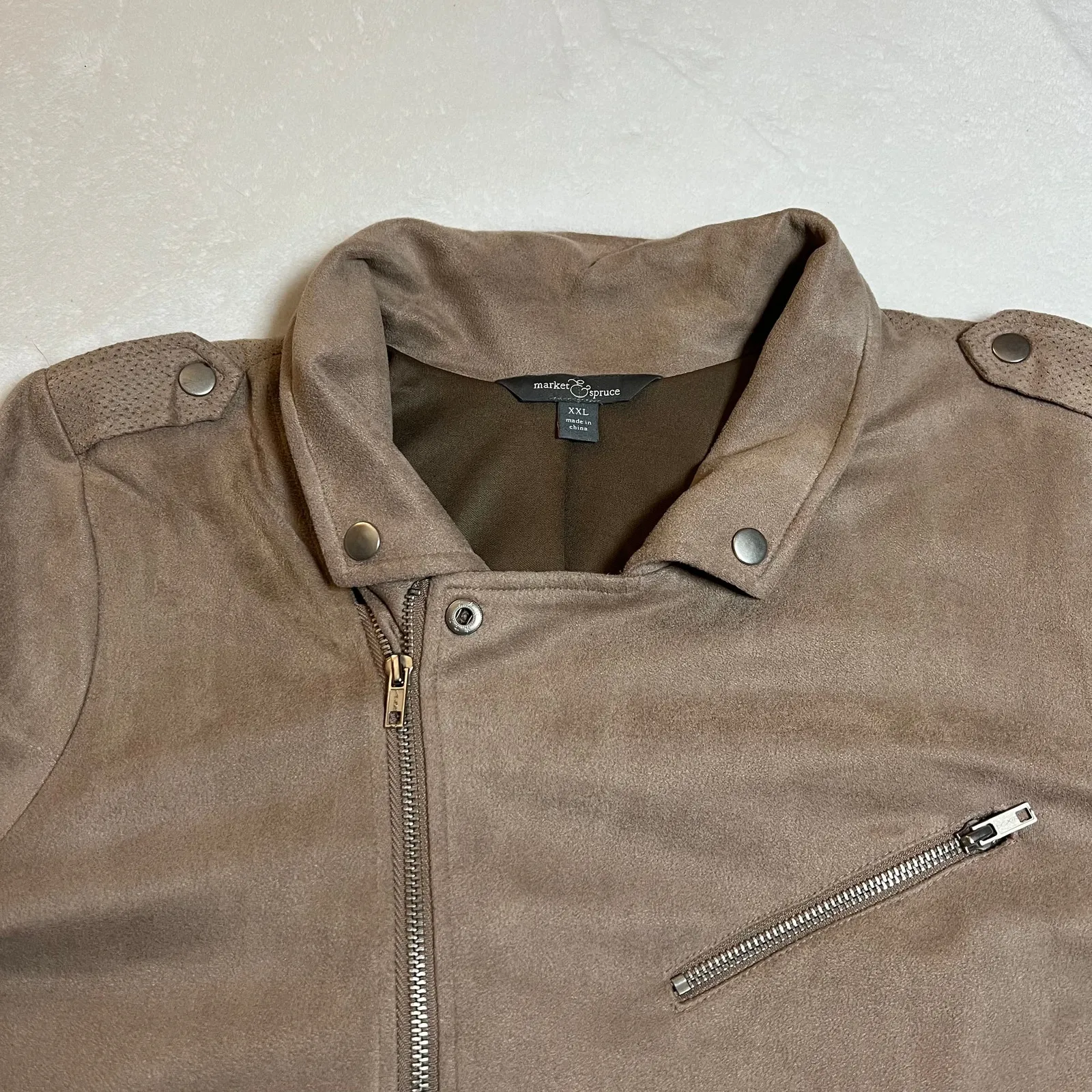 Market & Spruce Kendari Faux Suede Jacket Size XXL Moto Neutral Going Out Casual - Image 3