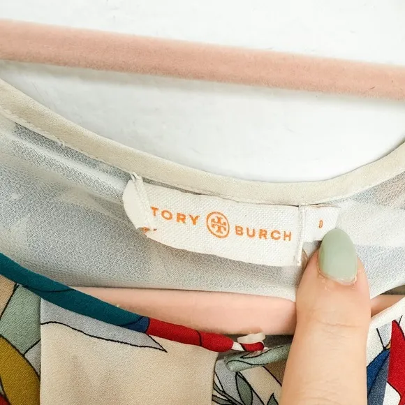 Tory‎ Burch Womens Dress Sz 0 Ivory Multicolor Anatolie Utopia Floral Silk Boho - Image 5