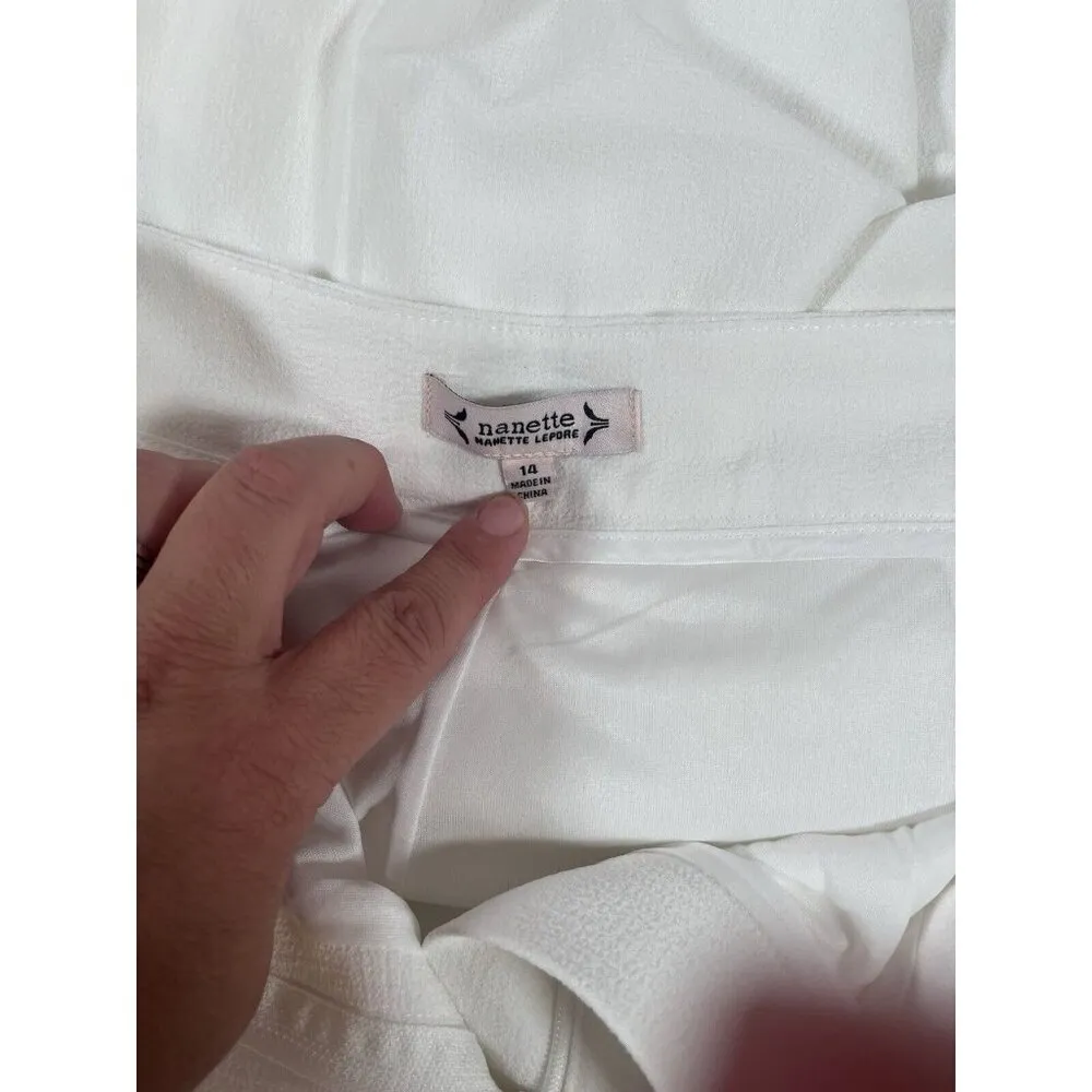 Nanette Lepore Women's Full Length Wide Leg Pants Called Cannoli Sz. 14 NWT Whit - Image 4