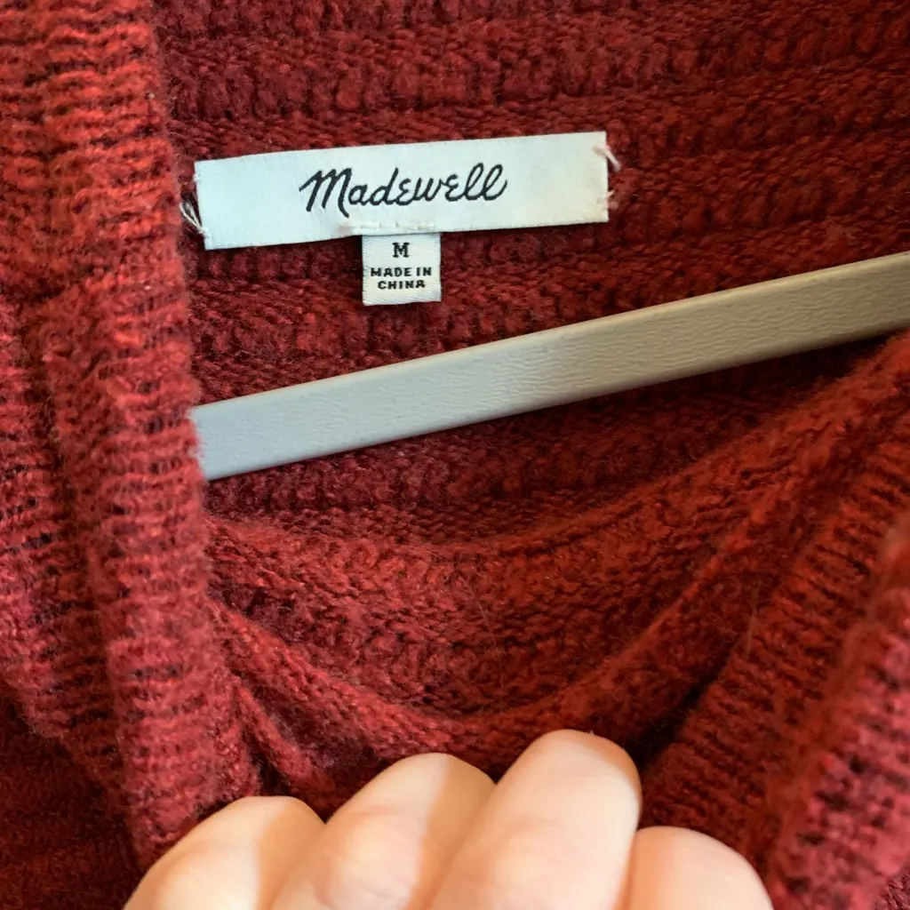 Madewell Red Women's Turtleneck Sweater Size M Wool Mix Winter Top Shirt - Image 3