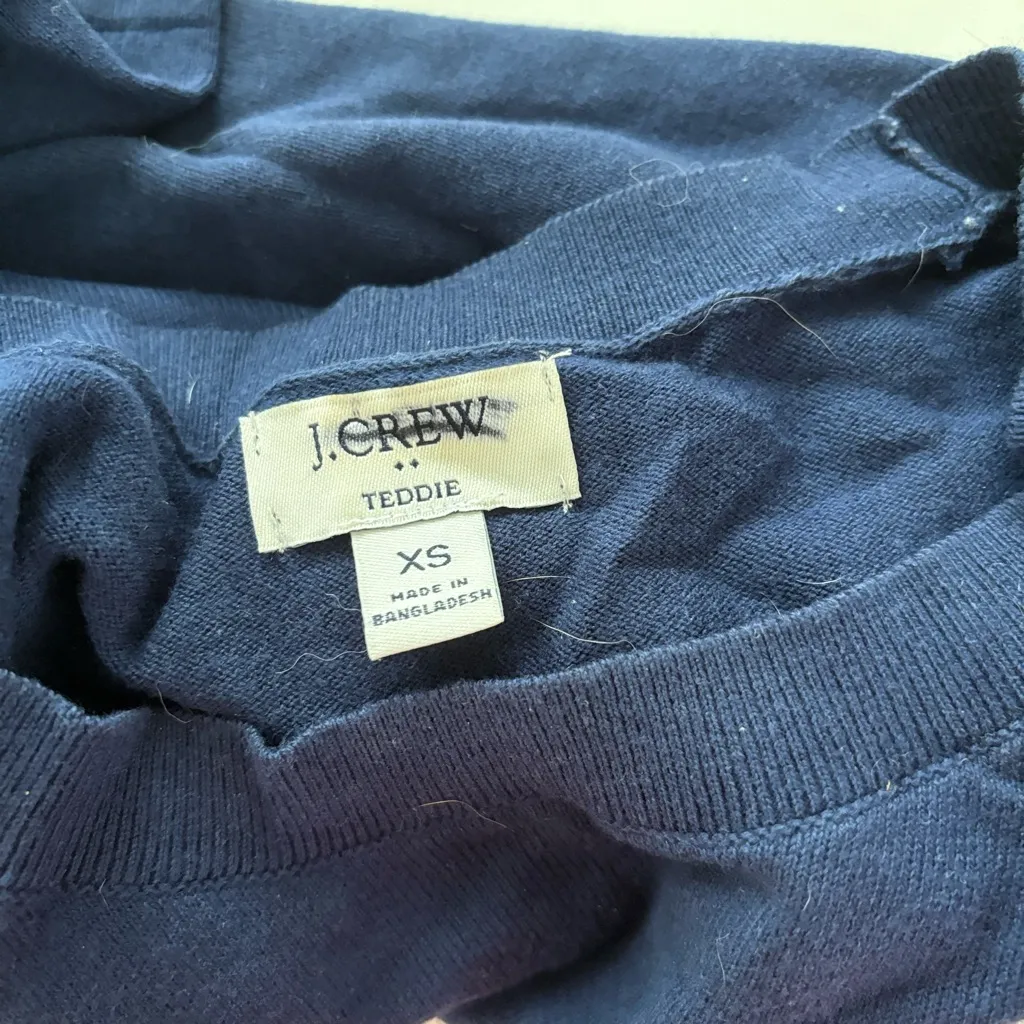 J. Crew Cotton Teddie Sweater Navy Blue - Image 4