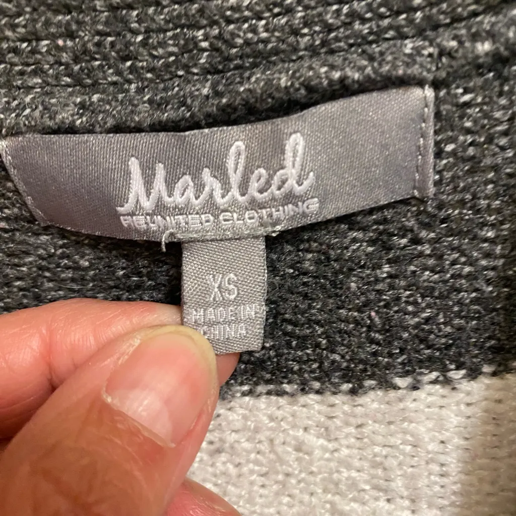 Marled Womens Knit Cardigan Sweater XS Bust 34” Stripes Striped Pink Gray Cream - Image 2