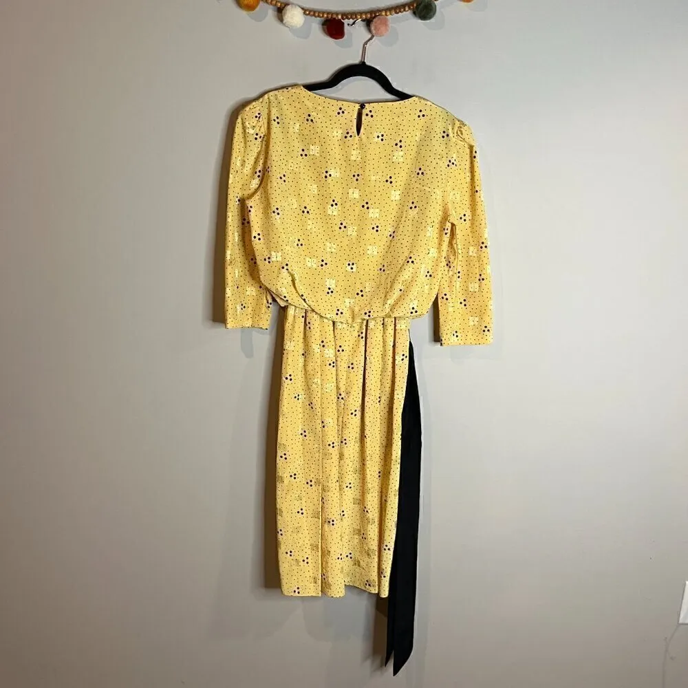 Vintage yellow and black patterned dress Size 12 - Image 5